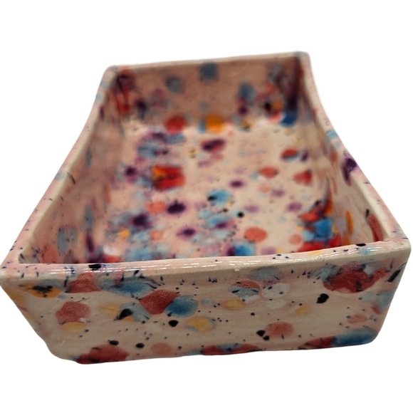 Pink Pottery Splatter Glaze Dish - Picture 3 of 8